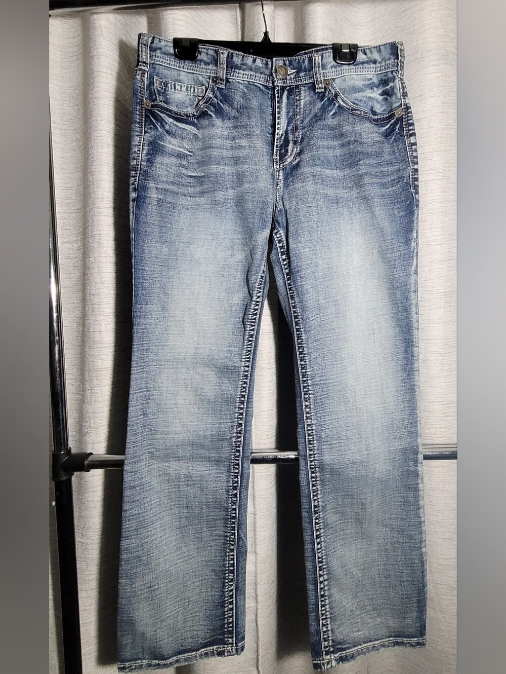 Classic Mens Light Wash Straight-Leg Jeans - Light Blue Warehouse One 34x32
